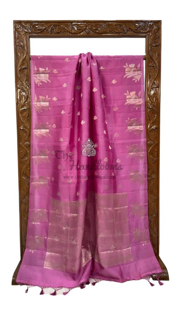 Banarasi PINK  Soft Row mango Silk Saree Latest Trending Pattu Border Design1 😻