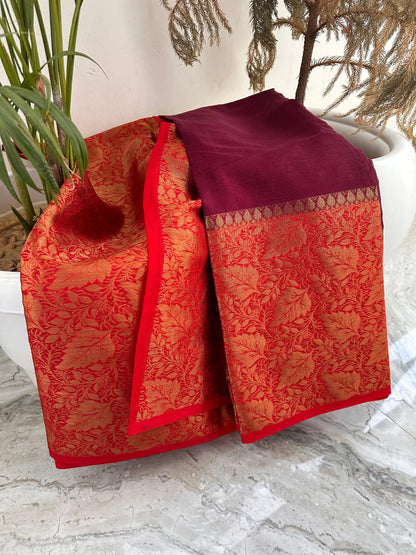 Latest Banarasi Warm Soft Silk Saree – Contrast Collection