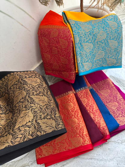 Latest Banarasi Warm Soft Silk Saree – Contrast Collection