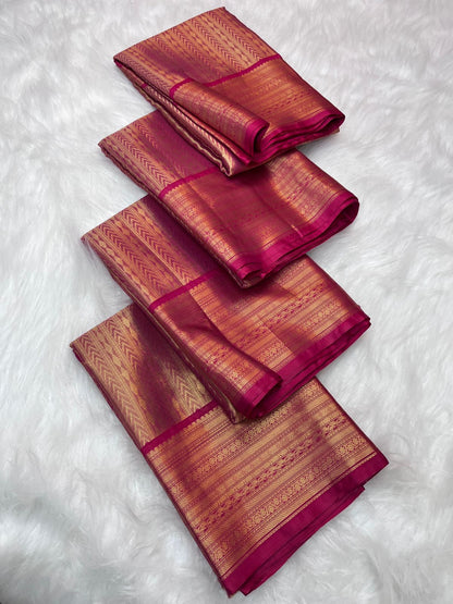 Banarasi Red Soft Silk Saree Fancy all kanchipuram contrast border 2 😻