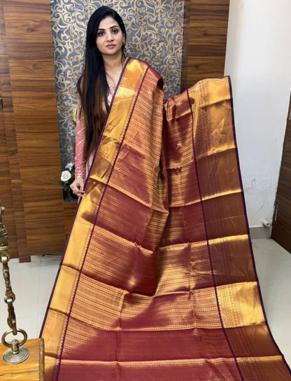 Banarasi brown Soft Silk Saree Fancy all kanchipuram contrast border 1 😻
